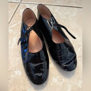 Repetto Paris Black Patent Buckle Shoes